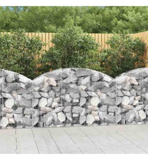 Gabione mit Hochbogen 150x30x80/100 cm Verzinktes Eisen