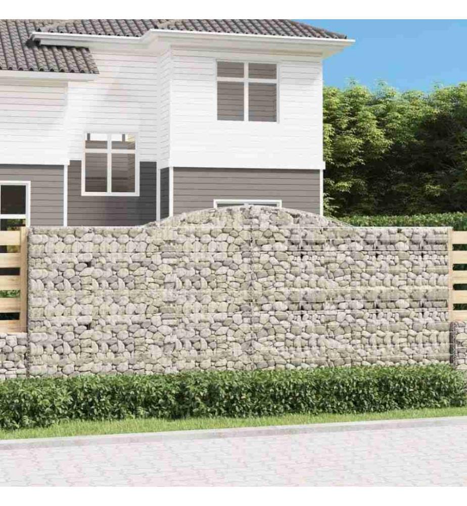 Gabione mit Hochbogen 400x30x160/180 cm Verzinktes Eisen