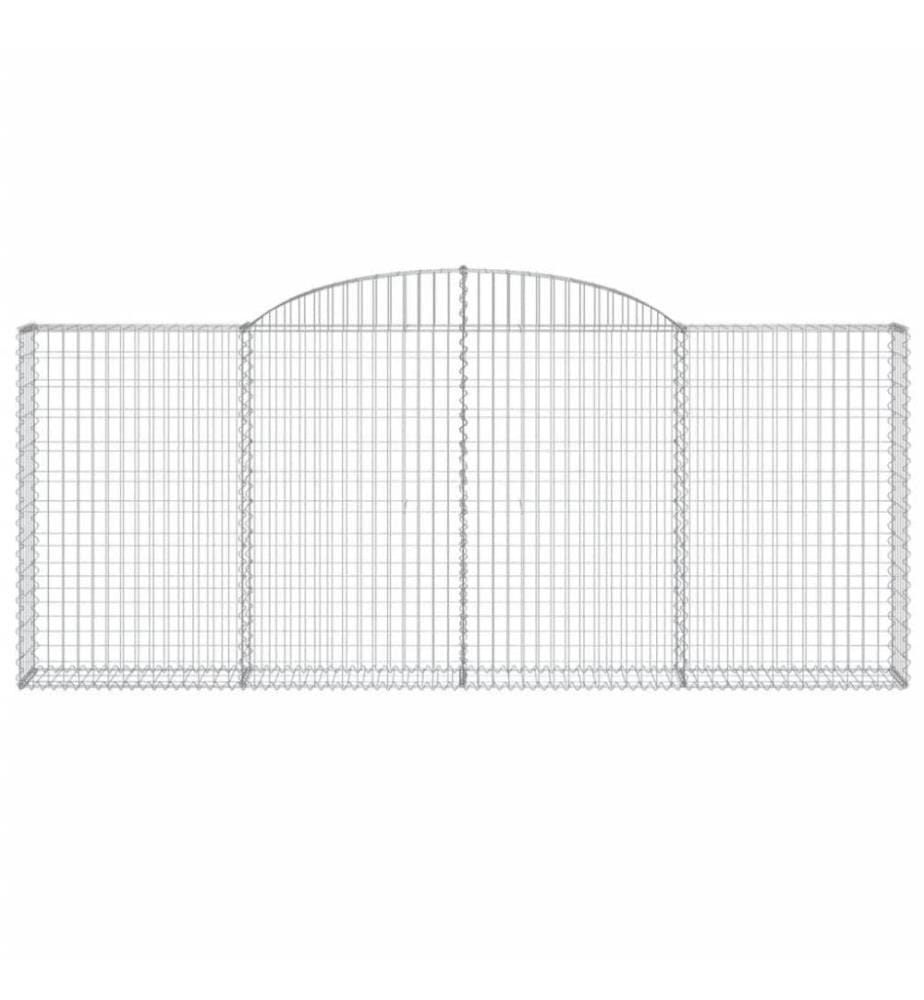 Gabione mit Hochbogen 300x30x120/140 cm Verzinktes Eisen