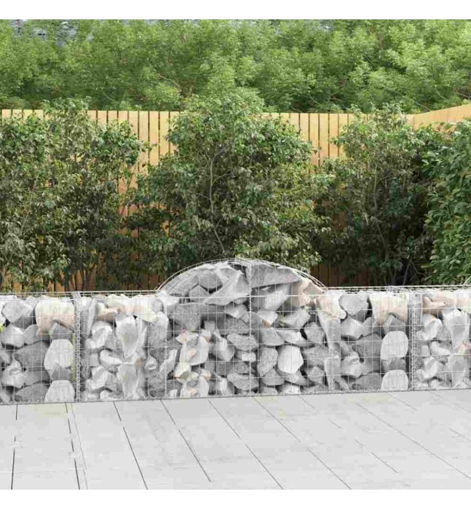 Gabionen mit Hochbogen 6 Stk. 200x50x60/80 cm Verzinktes Eisen