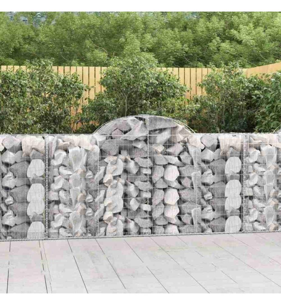 Paniers à gabions arqués 4 pcs 200x50x100/120 cm fer galvanisé
