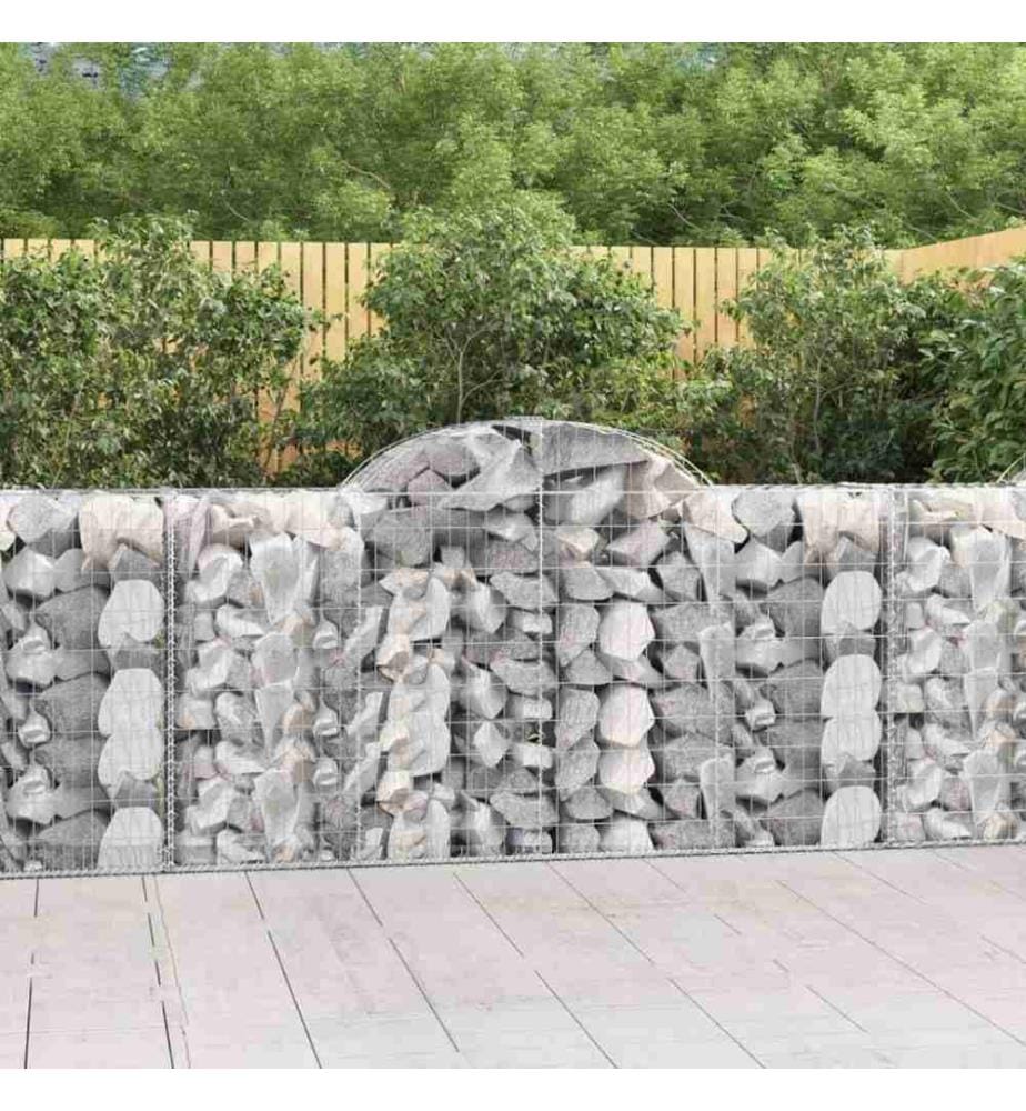 Gabionen mit Hochbogen 3 Stk. 200x50x100/120cm Verzinktes Eisen