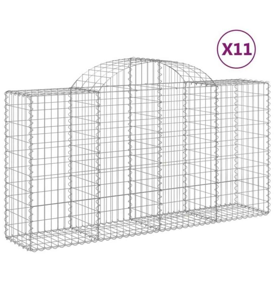 Paniers à gabions arqués 11 pcs 200x50x100/120 cm fer galvanisé