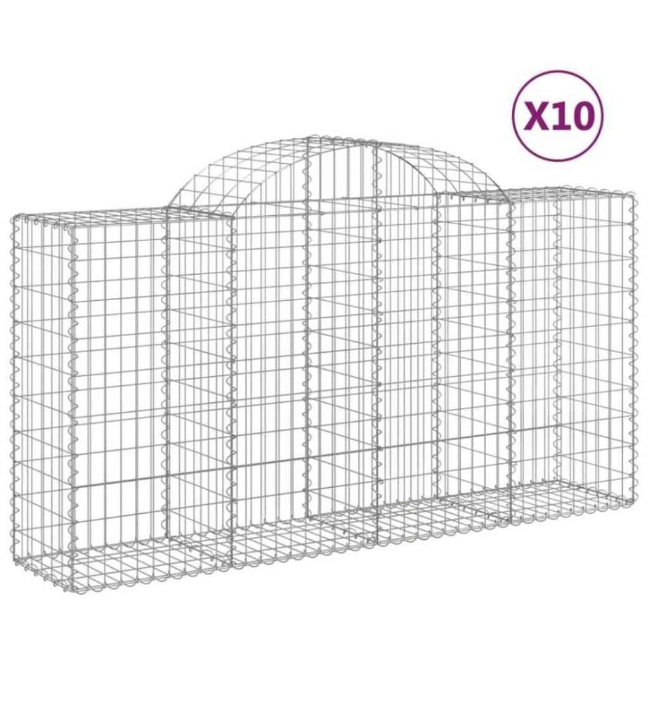 Paniers à gabions arqués 10 pcs 200x50x100/120 cm fer galvanisé