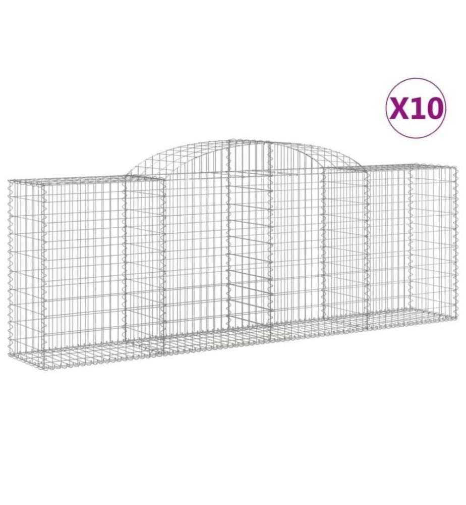 Gabionen mit Hochbogen 10 Stk 300x50x100/120cm Verzinktes Eisen