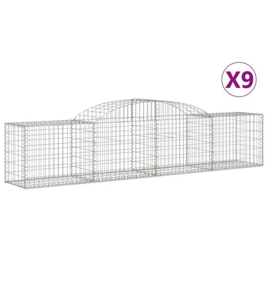 Gabionen mit Hochbogen 9 Stk. 300x50x60/80 cm Verzinktes Eisen