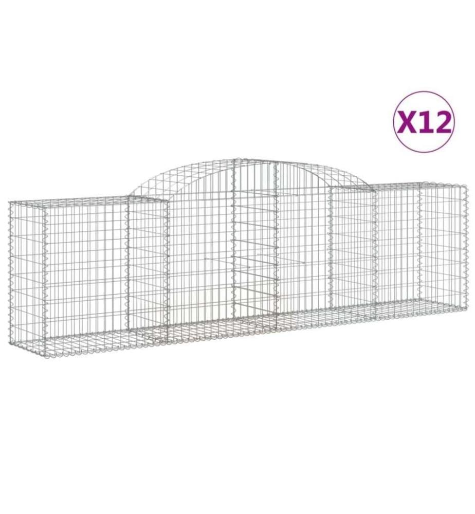 Gabionen mit Hochbogen 12 Stk. 300x50x80/100cm Verzinktes Eisen
