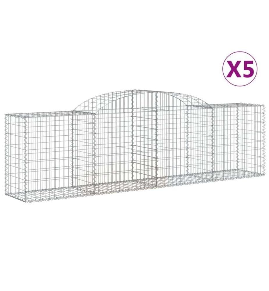 Gabionen mit Hochbogen 5 Stk. 300x50x80/100 cm Verzinktes Eisen