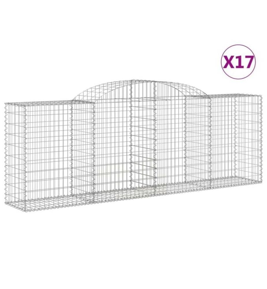 Gabionen mit Hochbogen 17 Stk 300x50x100/120cm Verzinktes Eisen