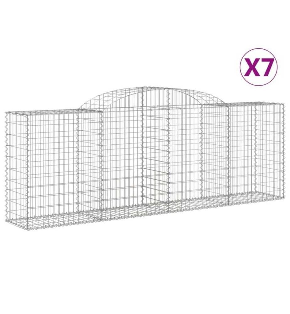 Gabionen mit Hochbogen 7 Stk. 300x50x100/120cm Verzinktes Eisen