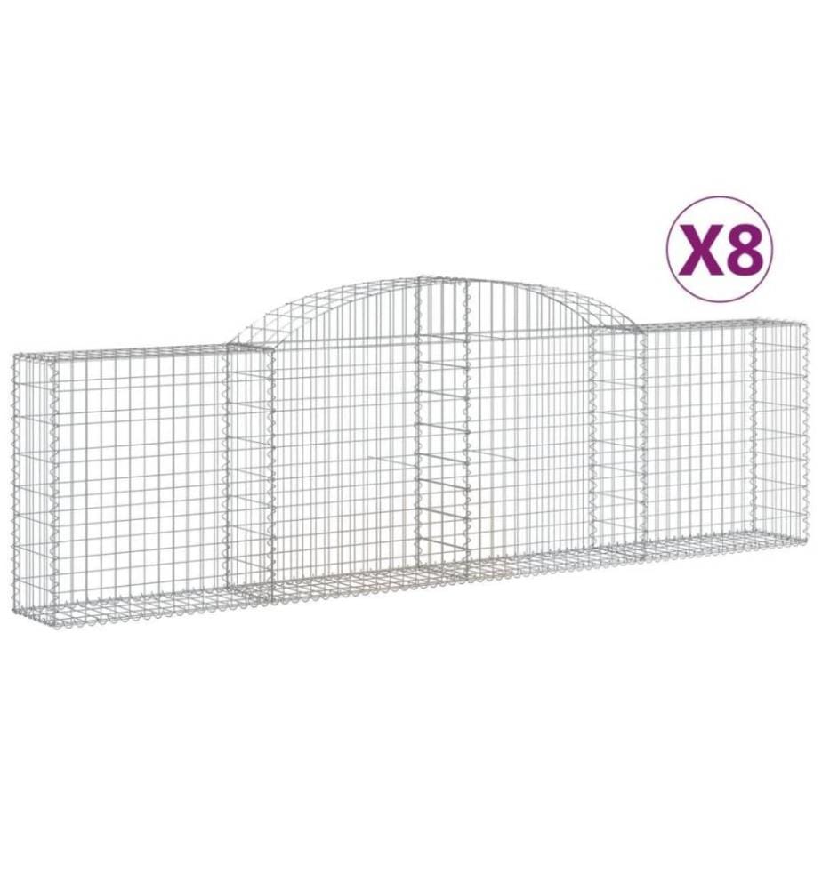 Gabionen mit Hochbogen 8 Stk. 300x30x80/100 cm Verzinktes Eisen