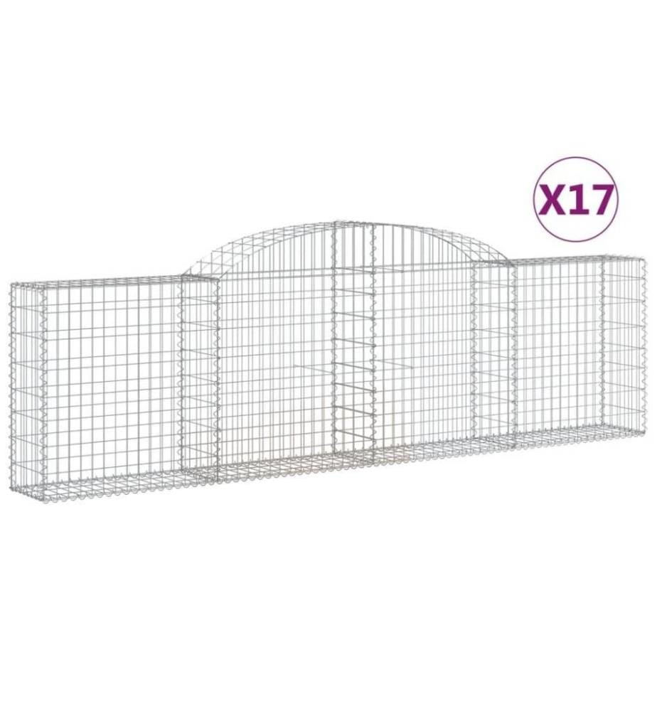 Gabionen mit Hochbogen 17 Stk. 300x30x80/100cm Verzinktes Eisen