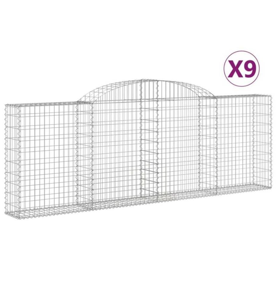 Gabionen mit Hochbogen 9 Stk. 300x30x100/120cm Verzinktes Eisen