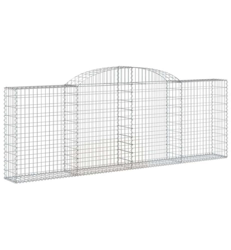 Gabionen mit Hochbogen 2 Stk. 300x30x100/120cm Verzinktes Eisen