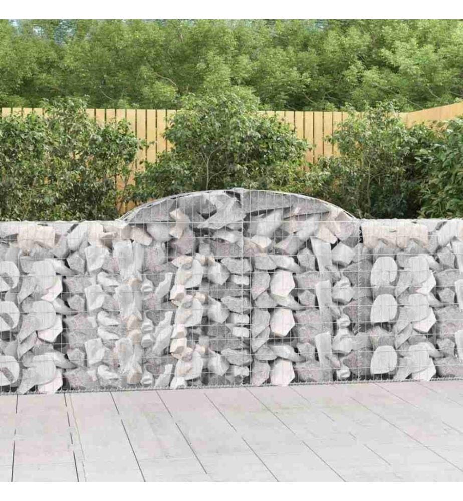 Gabionen mit Hochbogen 12 Stk 300x30x100/120cm Verzinktes Eisen