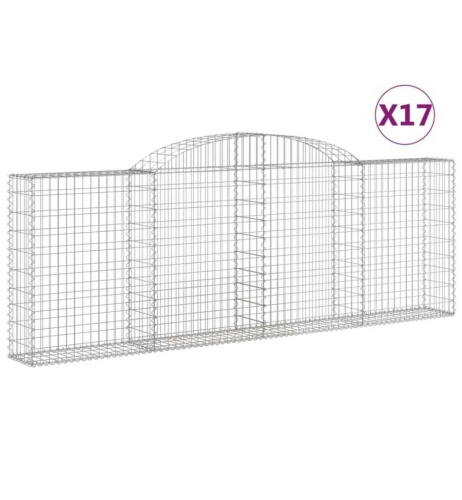 Gabionen mit Hochbogen 17 Stk 300x30x100/120cm Verzinktes Eisen