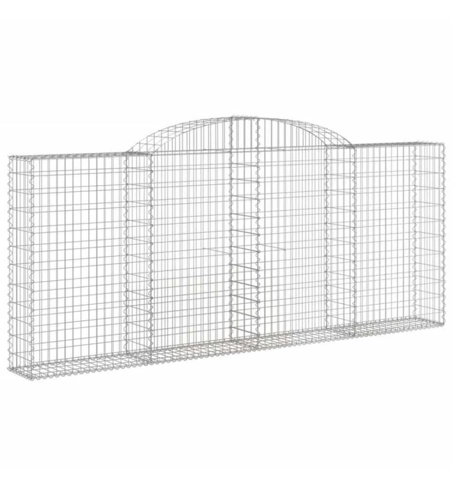 Gabionen mit Hochbogen 9 Stk. 300x30x120/140cm Verzinktes Eisen