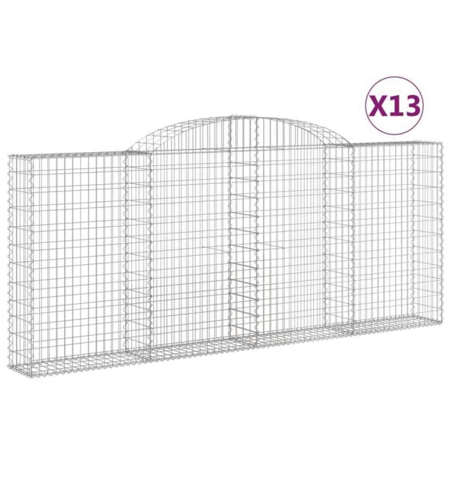 Gabionen mit Hochbogen 13 Stk 300x30x120/140cm Verzinktes Eisen