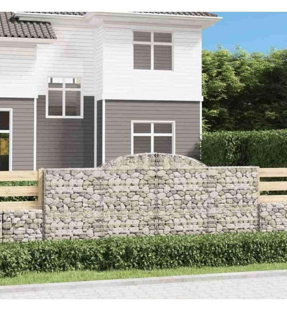 Gabionen mit Hochbogen 15 Stk 300x30x120/140cm Verzinktes Eisen