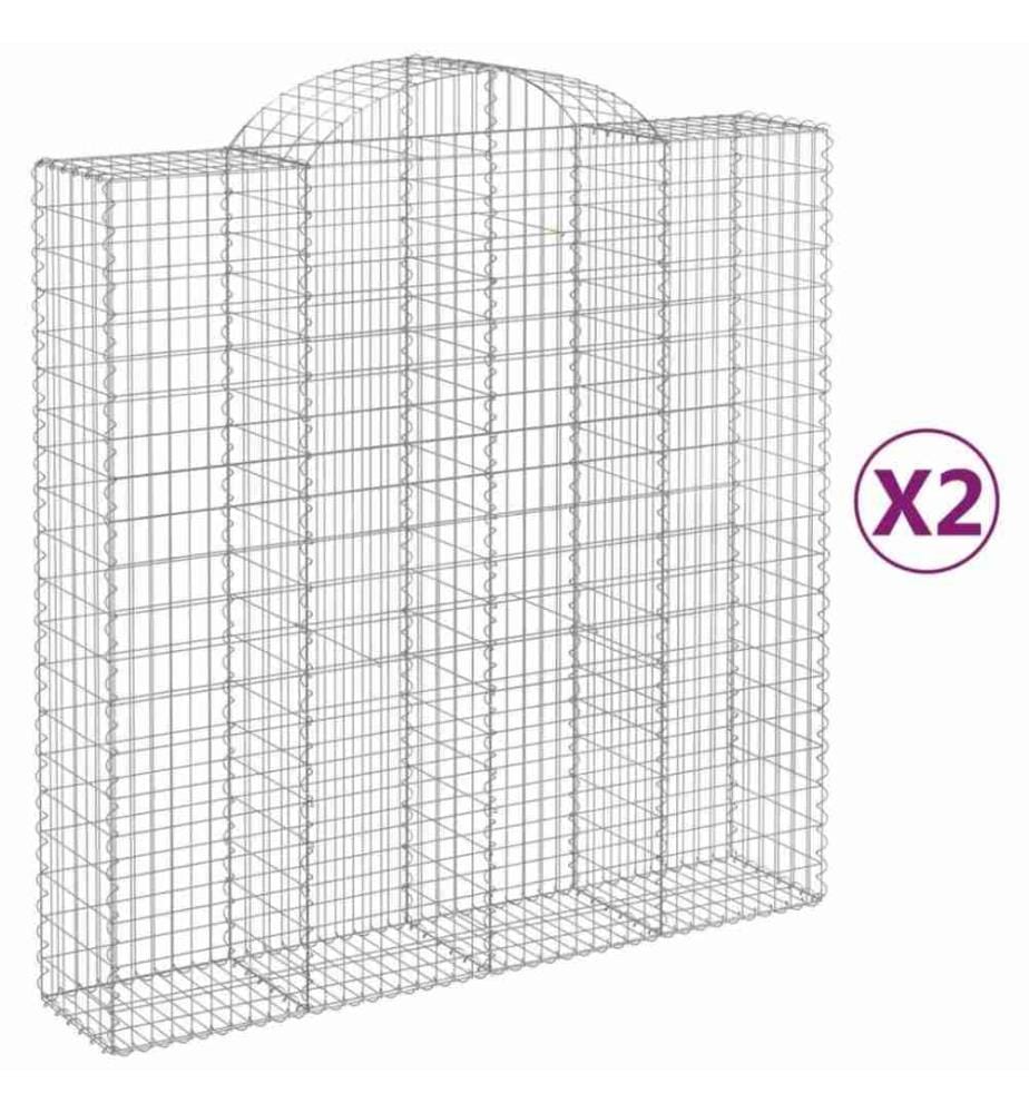 Gabionen mit Hochbogen 2 Stk. 200x50x200/220cm Verzinktes Eisen