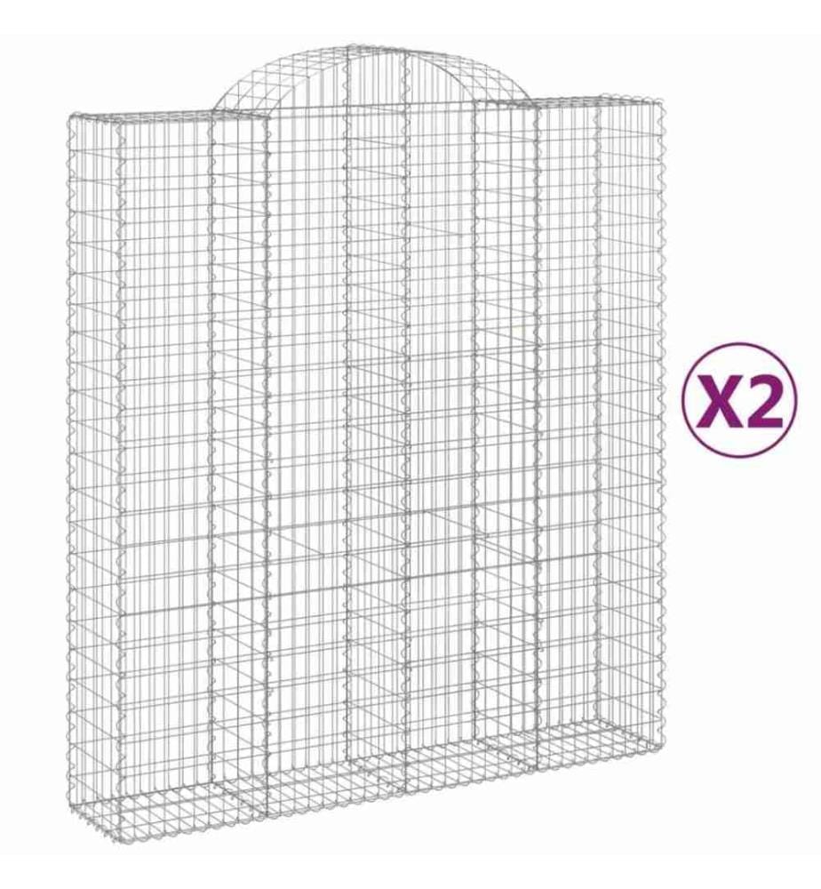 Gabionen mit Hochbogen 2 Stk. 200x50x220/240cm Verzinktes Eisen