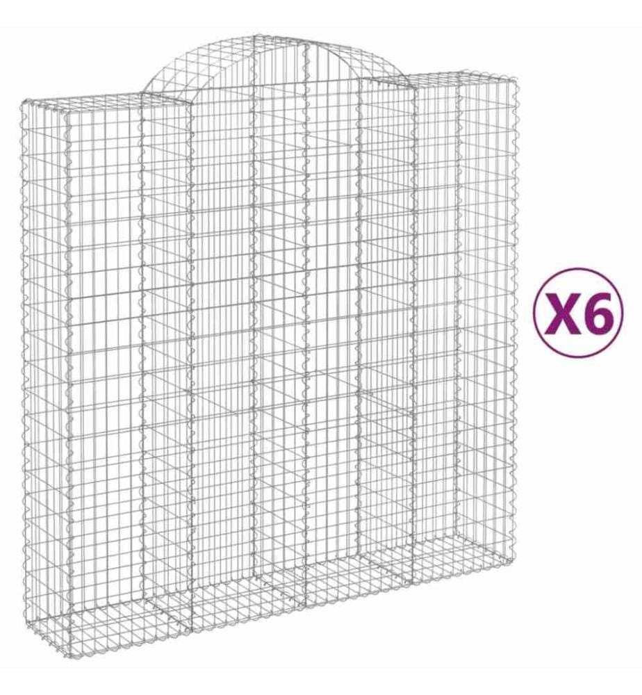 Gabionen mit Hochbogen 6 Stk. 200x50x200/220cm Verzinktes Eisen