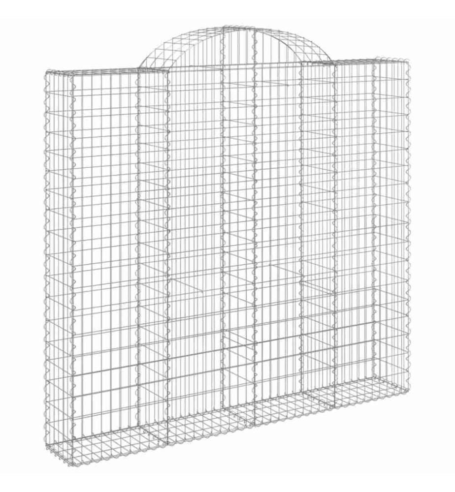 Gabionen mit Hochbogen 12Stk. 200x50x180/200cm Verzinktes Eisen