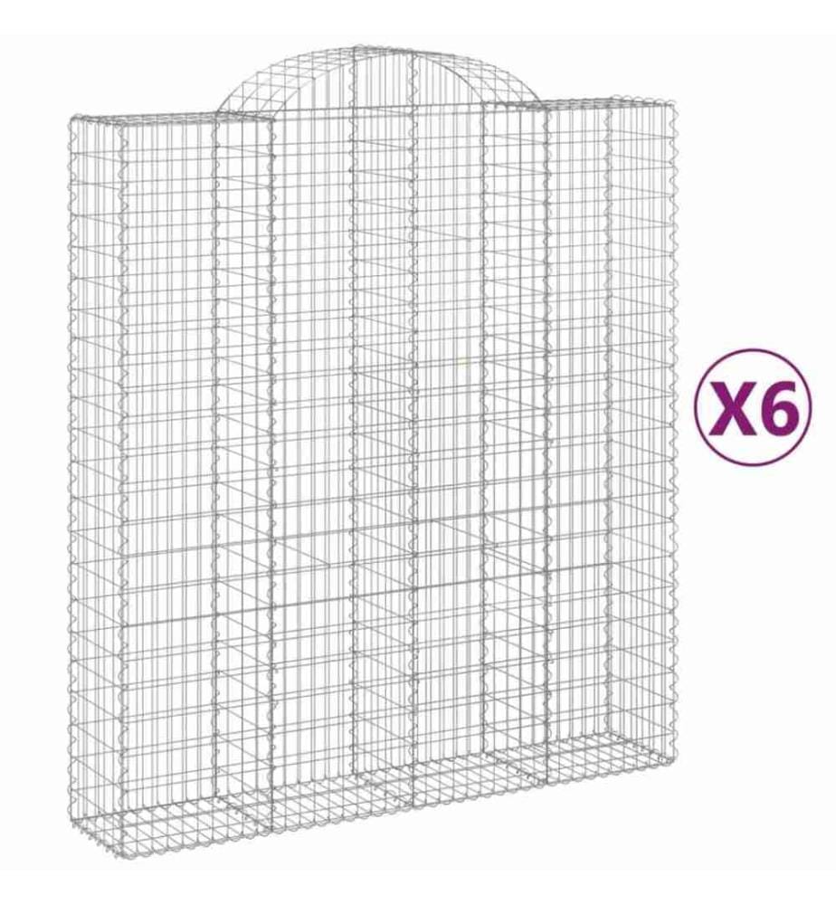 Gabionen mit Hochbogen 6 Stk. 200x50x220/240cm Verzinktes Eisen