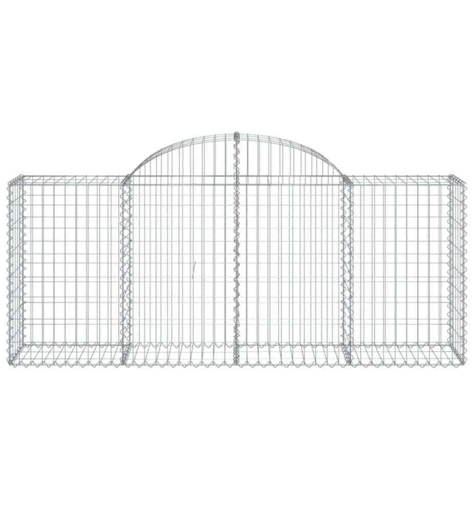 Gabionen mit Hochbogen 14 Stk. 200x50x80/100cm Verzinktes Eisen