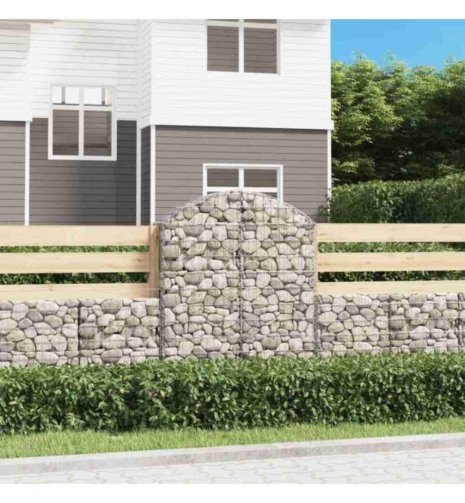 Gabione mit Hochbogen 100x30x120/140 cm Verzinktes Eisen