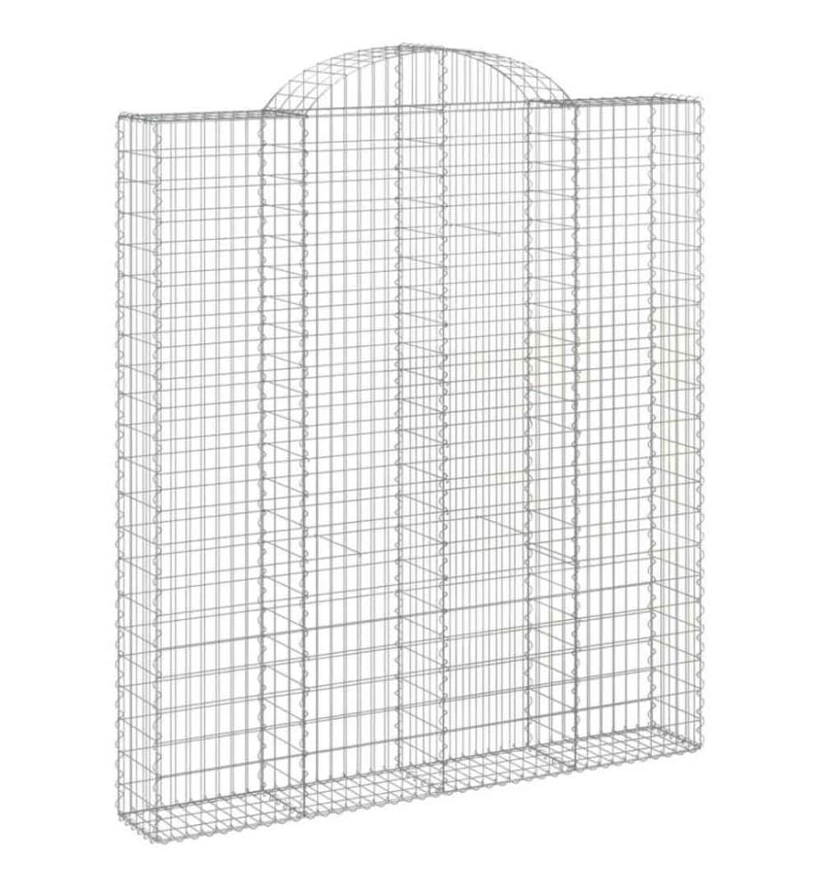 Gabionen mit Hochbogen 2 Stk. 200x30x220/240cm Verzinktes Eisen