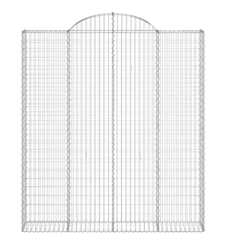 Gabionen mit Hochbogen 2 Stk. 200x30x220/240cm Verzinktes Eisen