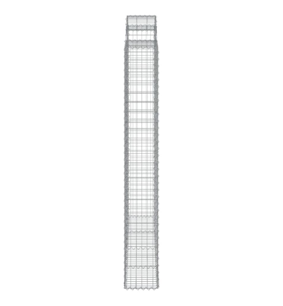 Gabionen mit Hochbogen 2 Stk. 200x30x220/240cm Verzinktes Eisen