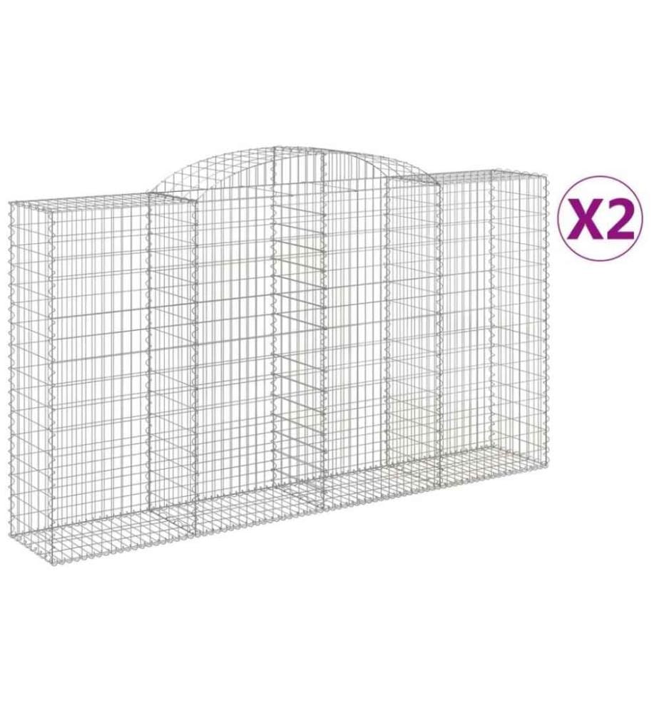Gabionen mit Hochbogen 2 Stk. 300x50x160/180cm Verzinktes Eisen