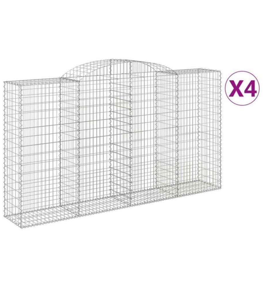 Gabionen mit Hochbogen 4 Stk. 300x50x160/180cm Verzinktes Eisen