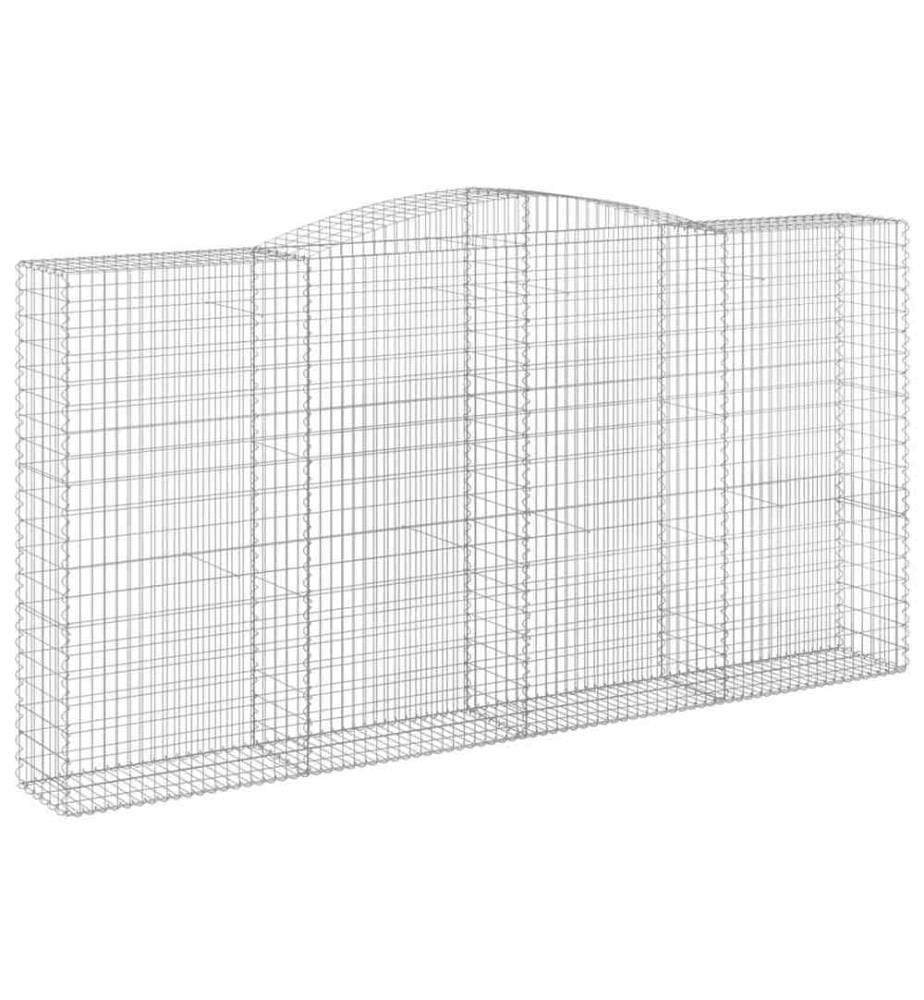 Gabionen mit Hochbogen 4 Stk. 400x50x200/220cm Verzinktes Eisen