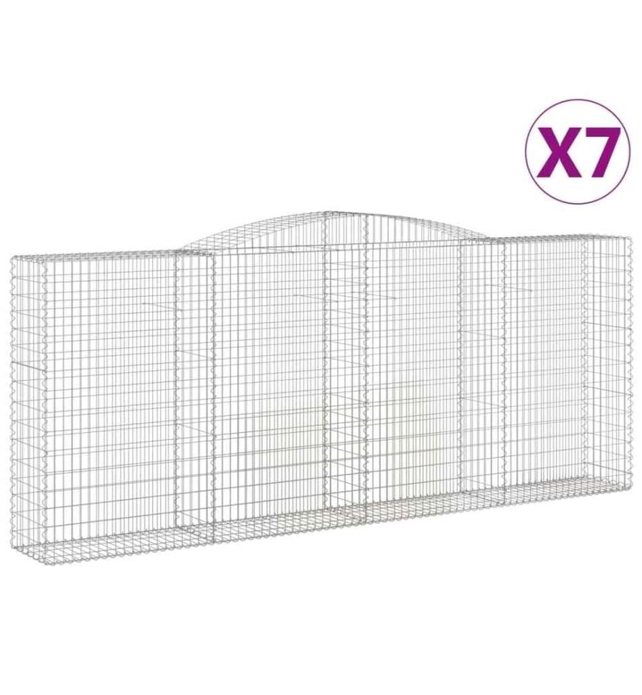 Gabionen mit Hochbogen 7 Stk. 400x50x160/180cm Verzinktes Eisen