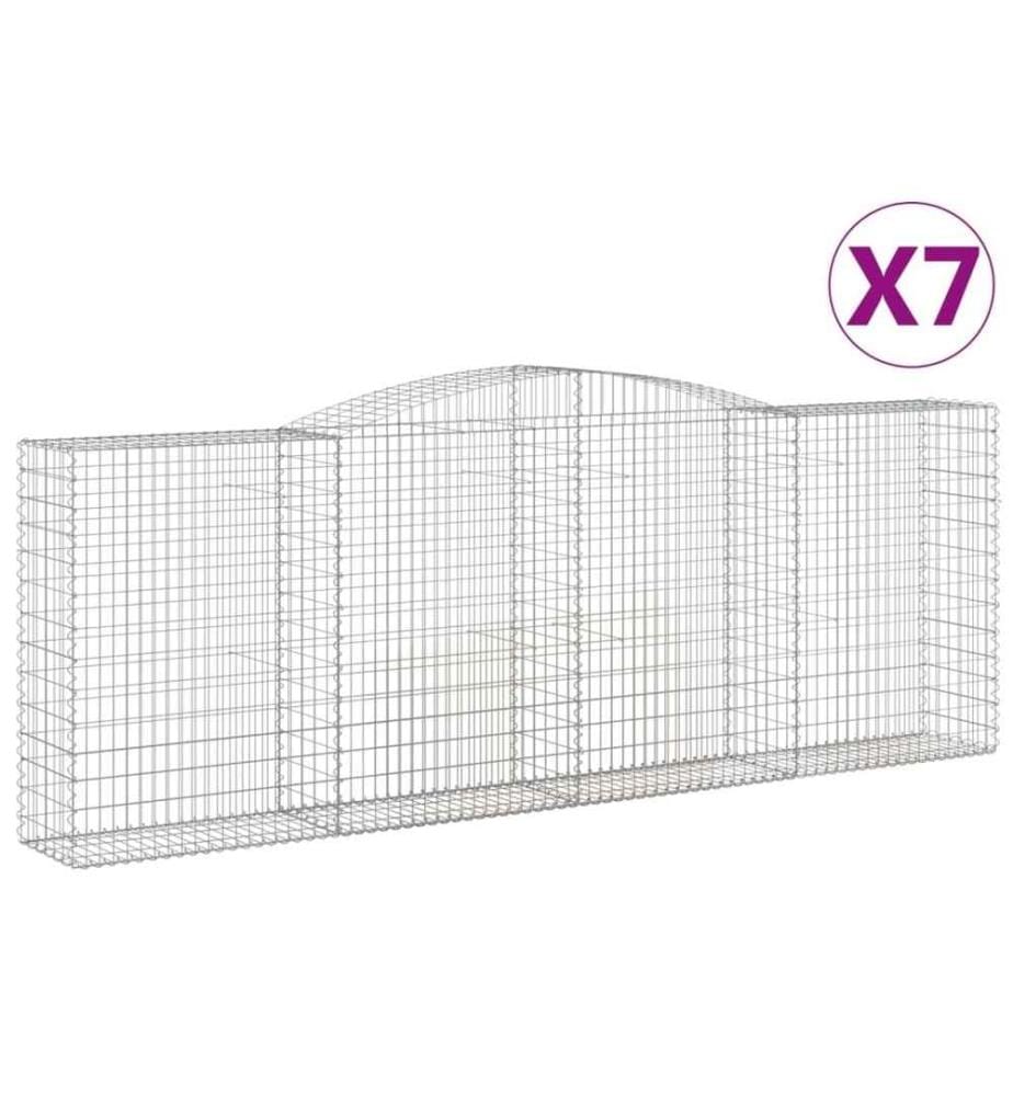 Gabionen mit Hochbogen 7 Stk. 400x50x140/160cm Verzinktes Eisen