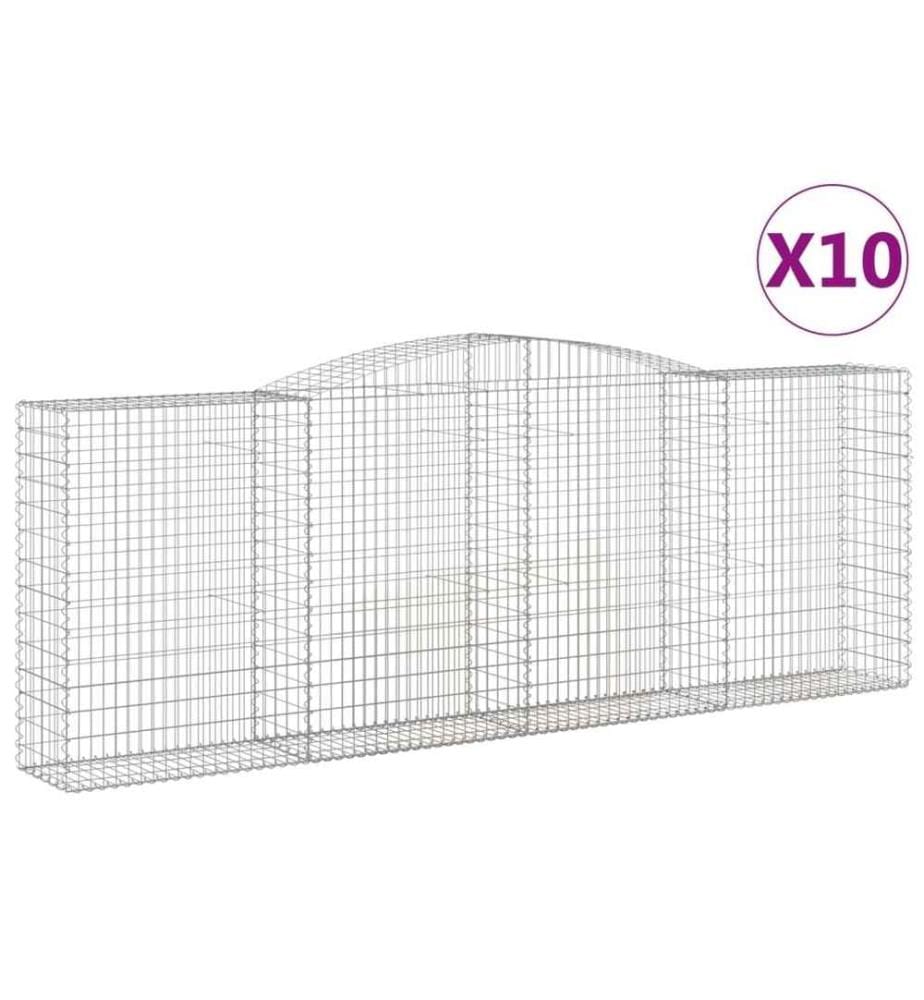 Gabionen mit Hochbogen 10 Stk 400x50x140/160cm Verzinktes Eisen