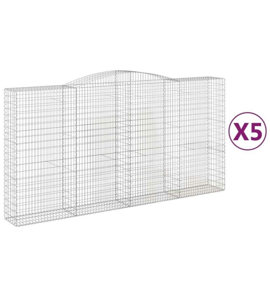 Gabionen mit Hochbogen 5 Stk. 400x50x200/220cm Verzinktes Eisen