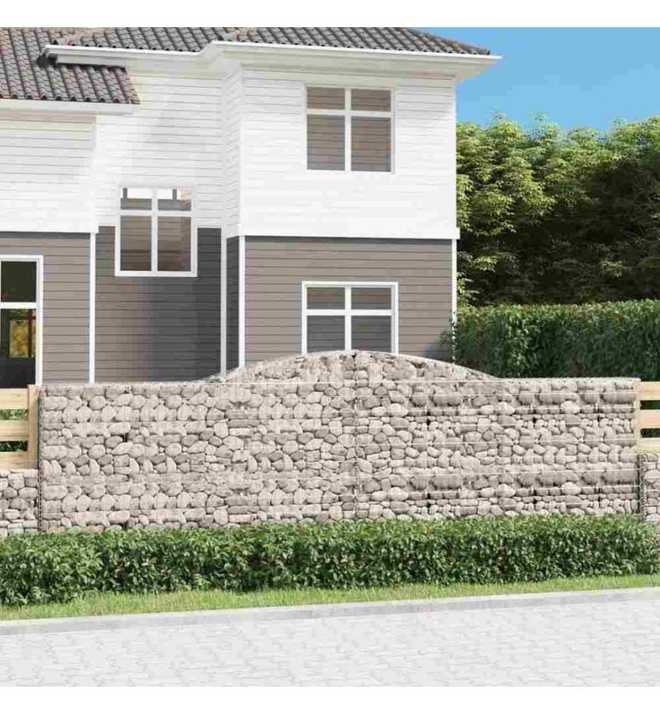 Gabionen mit Hochbogen 10 Stk 400x50x120/140cm Verzinktes Eisen