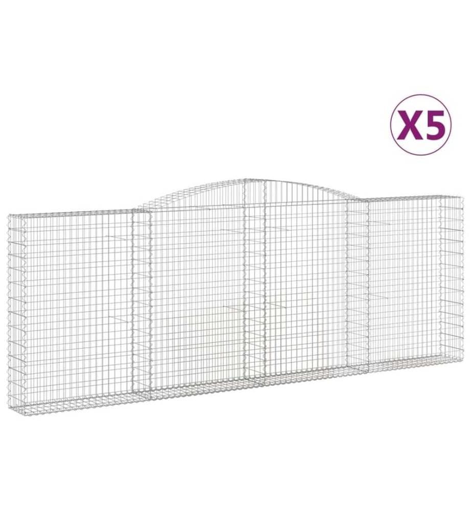Gabionen mit Hochbogen 5 Stk. 400x30x140/160cm Verzinktes Eisen