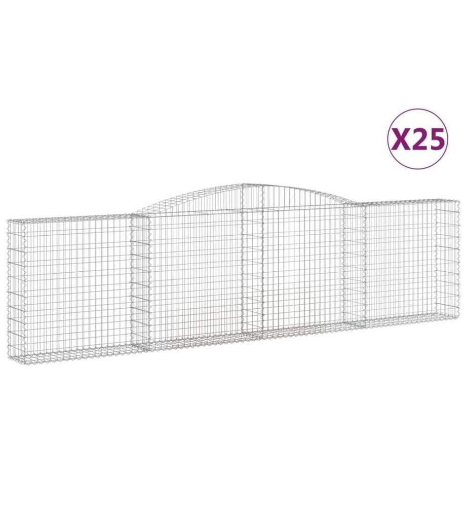 Gabionen mit Hochbogen 25Stk. 400x30x100/120cm Verzinktes Eisen