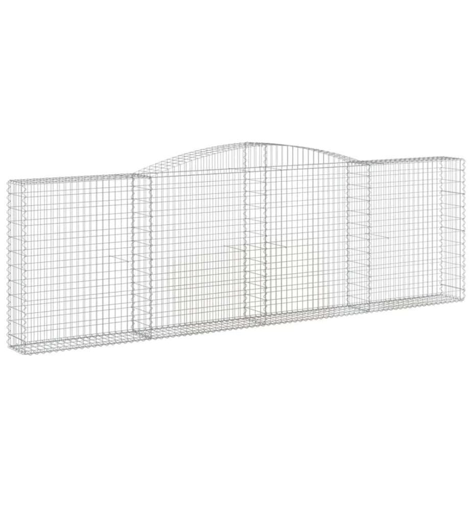 Gabionen mit Hochbogen 9 Stk. 400x30x120/140cm Verzinktes Eisen