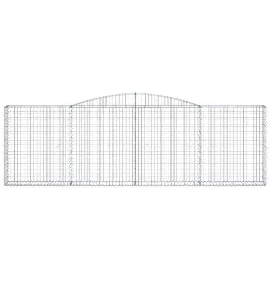 Gabionen mit Hochbogen 9 Stk. 400x30x120/140cm Verzinktes Eisen