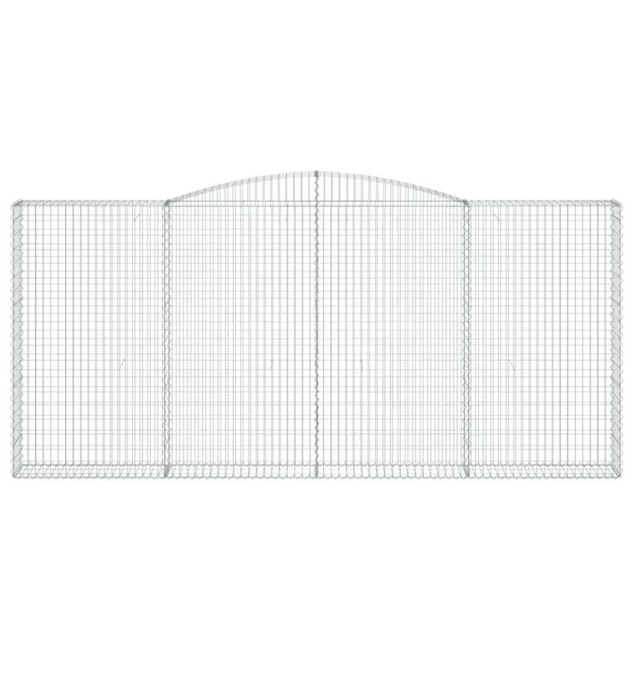 Gabionen mit Hochbogen 4 Stk. 400x30x180/200cm Verzinktes Eisen