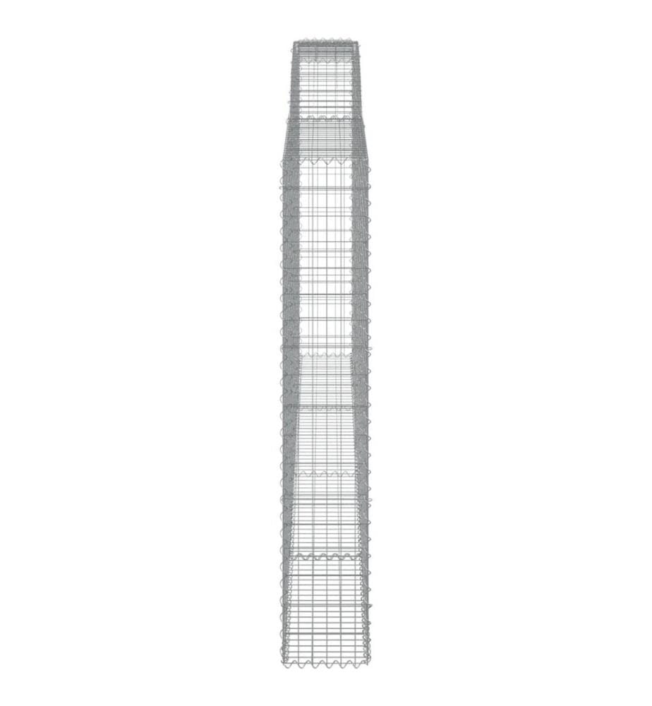 Gabionen mit Hochbogen 4 Stk. 400x30x180/200cm Verzinktes Eisen