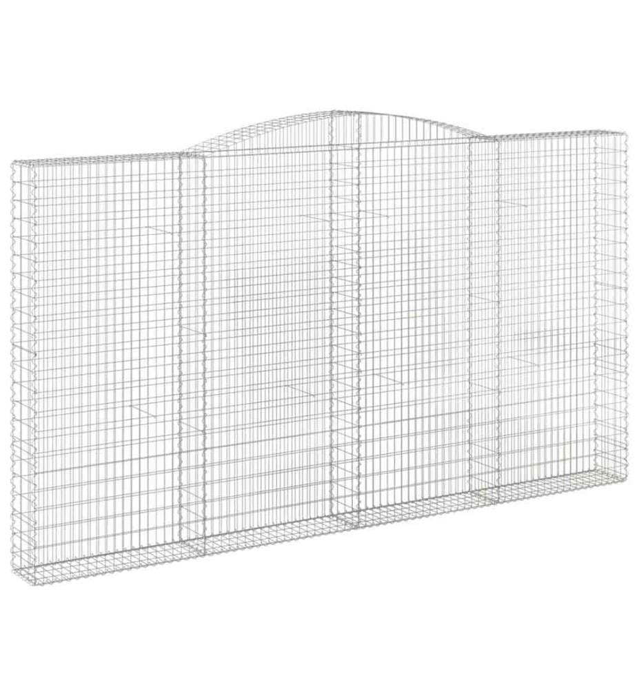 Gabionen mit Hochbogen 4 Stk. 400x30x220/240cm Verzinktes Eisen