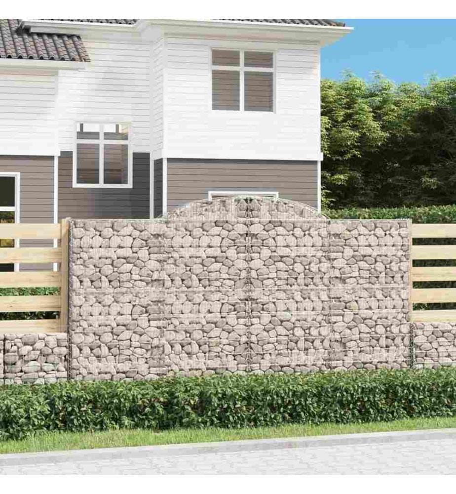 Gabionen mit Hochbogen 10 Stk 300x50x160/180cm Verzinktes Eisen