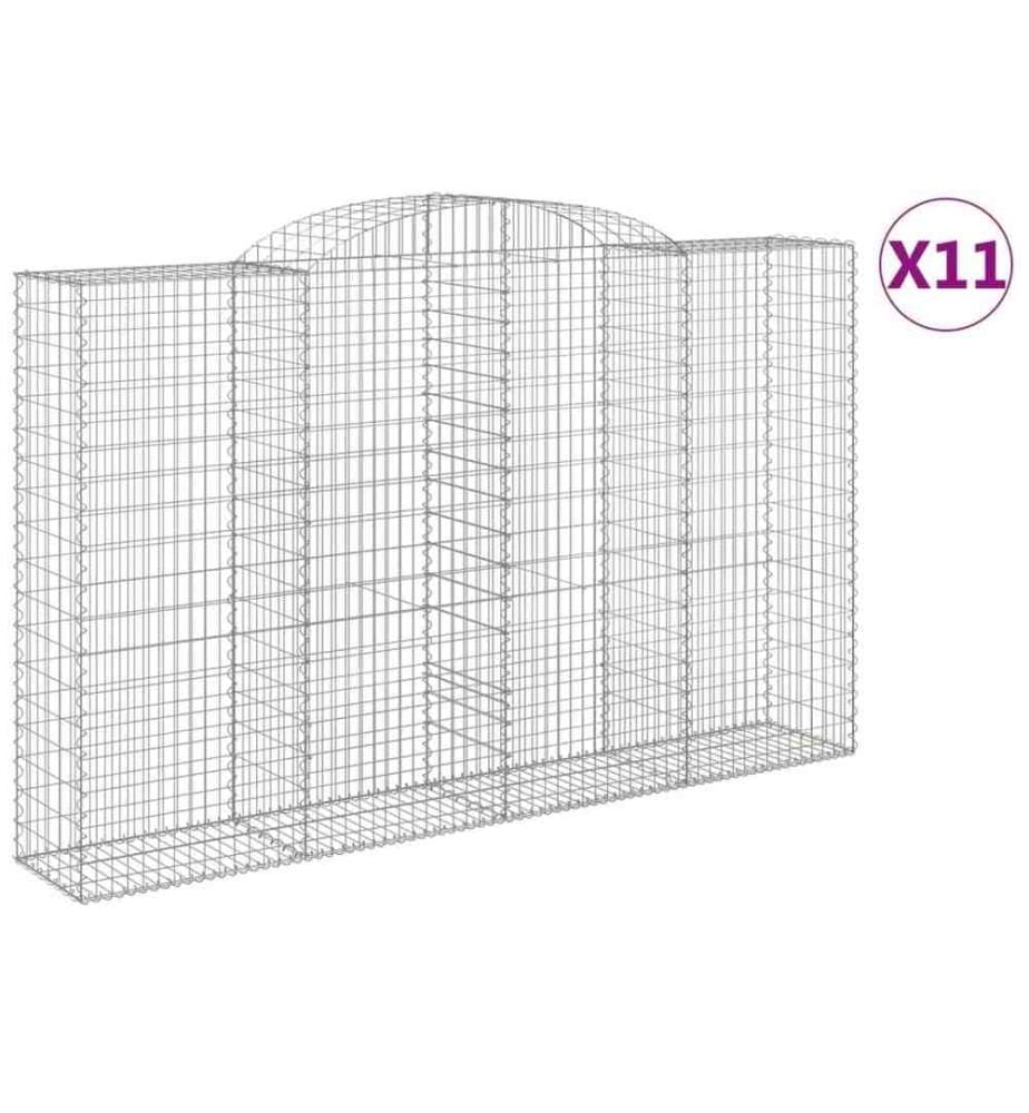 Gabionen mit Hochbogen 11 Stk 300x50x180/200cm Verzinktes Eisen